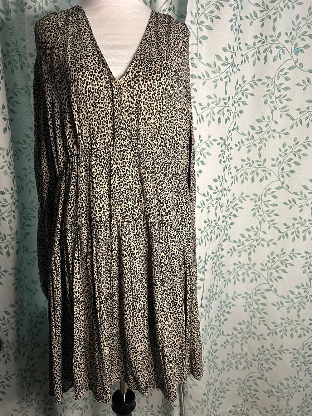 Target Women's Long Sleeve Leopard Print Dress in Black and Cream